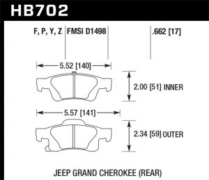 Hawk Performance HPS 5.0 Brake Pad Sets HB702B.662