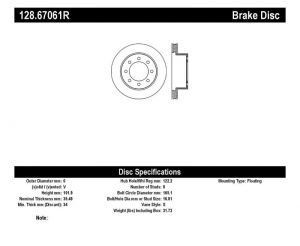 Stoptech Drilled Sport Brake Rotors 128.67061R
