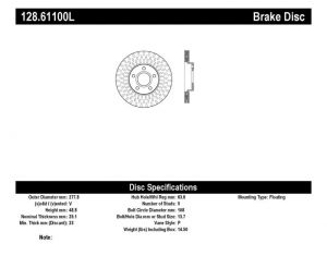 Stoptech Drilled Sport Brake Rotors 128.61100L
