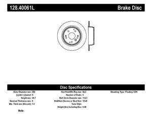 Stoptech Drilled Sport Brake Rotors 128.40061L