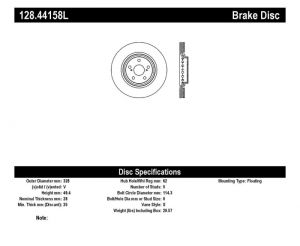 Stoptech Drilled Sport Brake Rotors 128.44158L