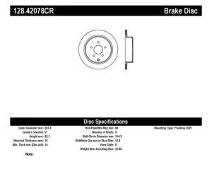 Stoptech Drilled Sport Brake Rotors 128.42078CR