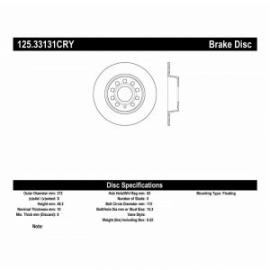 Stoptech Premium Carbon Brake Rotor 125.33131CRY