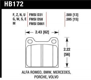 Hawk Performance Black Brake Pad Sets HB172M.595