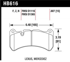 Hawk Performance HPS Brake Pad Sets HB616F.607