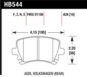 Hawk Performance HP+ Brake Pad Sets HB544N.628