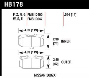 Hawk Performance HP+ Brake Pad Sets HB178N.564