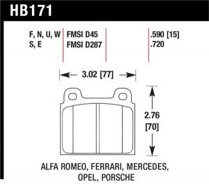 Hawk Performance HPS Brake Pad Sets HB171F.590