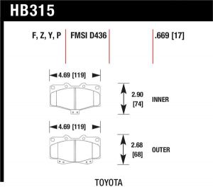 Hawk Performance HPS Brake Pad Sets HB315F.669