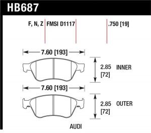 Hawk Performance HPS Brake Pad Sets HB687F.750