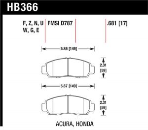 Hawk Performance HPS Brake Pad Sets HB366F.681