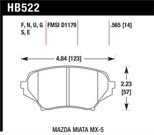 Hawk Performance HPS Brake Pad Sets HB522F.565