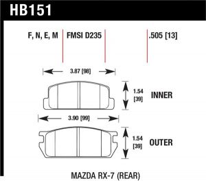 Hawk Performance HPS Brake Pad Sets HB151F.505
