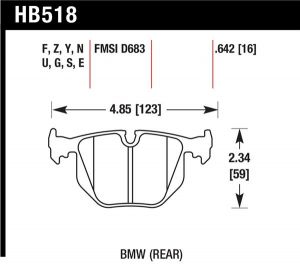 Hawk Performance HP+ Brake Pad Sets HB518N.642