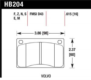 Hawk Performance HP+ Brake Pad Sets HB204N.615