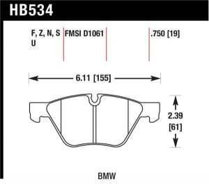 Hawk Performance DTC-70 Brake Pad Sets HB534U.750