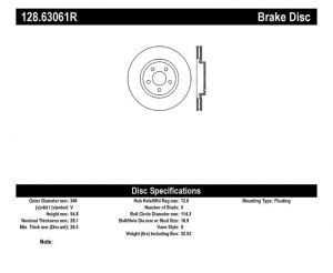 Stoptech Drilled Sport Brake Rotors 128.63061R