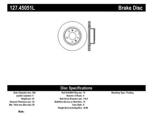 Stoptech Slot & Drill Brake Rotors 127.45051L