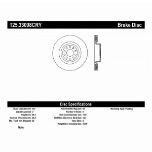 Stoptech Premium Carbon Brake Rotor 125.33098CRY