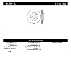 Stoptech Slot & Drill Brake Rotors 127.47012L