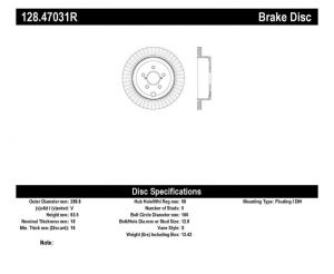 Stoptech Drilled Sport Brake Rotors 128.47031R