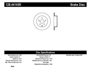 Stoptech Drilled Sport Brake Rotors 128.44145R