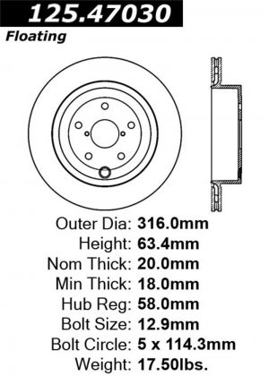 Stoptech Premium Carbon Brake Rotor 125.47030CRY