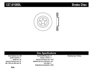 Stoptech Slot & Drill Brake Rotors 127.61089L