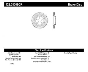 Stoptech Drilled Sport Brake Rotors 128.58008CR