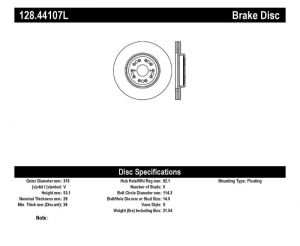 Stoptech Drilled Sport Brake Rotors 128.44107L