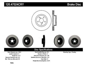 Stoptech Performance Brake Rotors 120.47024CRY