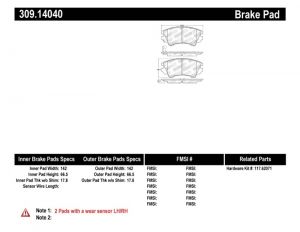 Stoptech Sport Brake Pads 309.14040