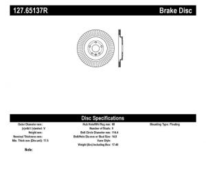 Stoptech Slot & Drill Brake Rotors 127.65137R