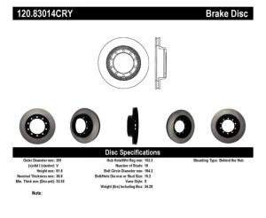 Stoptech Performance Brake Rotors 120.83014CRY