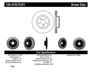 Stoptech Performance Brake Rotors 120.47021CRY