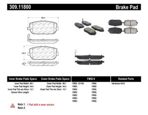 Stoptech Sport Brake Pads 309.11800