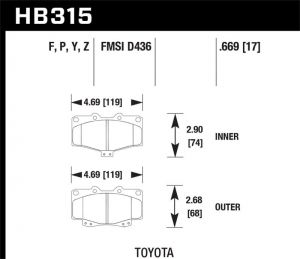 Hawk Performance HPS 5.0 Brake Pad Sets HB315B.669