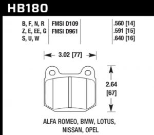 Hawk Performance HPS 5.0 Brake Pad Sets HB180B.560
