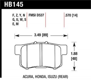Hawk Performance Ceramic Brake Pad Sets HB145Z.570