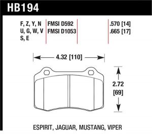 Hawk Performance DTC-50 Brake Pad Sets HB194V.665