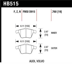 Hawk Performance Ceramic Brake Pad Sets HB515Z.760