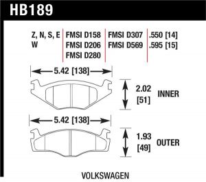 Hawk Performance Blue 9012 Brake Pad Sets HB189E.550