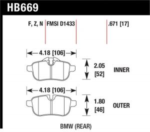 Hawk Performance HP+ Brake Pad Sets HB669N.671