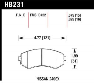 Hawk Performance Blue 9012 Brake Pad Sets HB231E.625