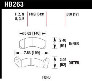 Hawk Performance DTC-70 Brake Pad Sets HB263U.650
