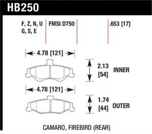 Hawk Performance DTC-70 Brake Pad Sets HB250U.653