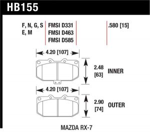 Hawk Performance Black Brake Pad Sets HB155M.580