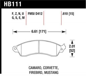 Hawk Performance Black Brake Pad Sets HB111M.610