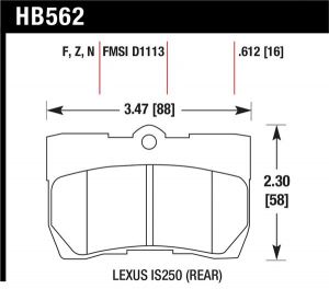 Hawk Performance HPS Brake Pad Sets HB562F.612