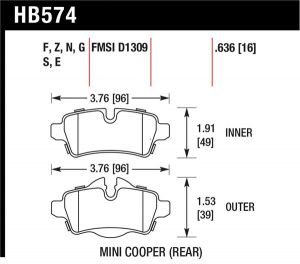 Hawk Performance Ceramic Brake Pad Sets HB574Z.636